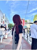 レッドカラー　赤髪　暗め赤カラー　高円寺　カラー