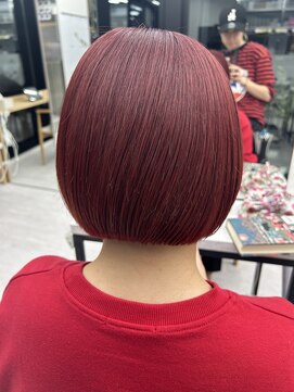 ビューナゴヤ 名駅(VIEW NAGOYA) ボブ/切りっぱなし/レッドカラー/ブリーチ/メルティカラー