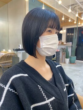ロンドアジュール 横浜(Lond azur) 黒髪でも可愛い前下がりボブ【久保田夢美】横浜イメチェン