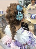 ポニ編み込み