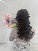 サイドお花ハーフアップ♪