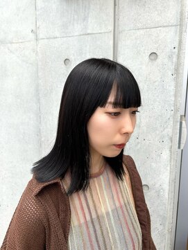 エクテ(ecouter) ノンジアミン暗髪ブラウンカラーパッツン前髪