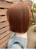 切りっぱなしボブオレンジベージュ