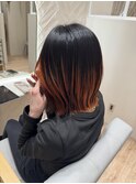 デザインカラー/グラデーションからー/オレンジ/ボブ