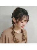 くるりんぱあみこみ風ツインテールアレンジ池袋東口 