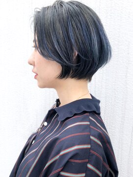 アルバム 渋谷パルコ(ALBUM) ネイビーショートボブ_ウェーブパーマフォギーベージュ_ba295671