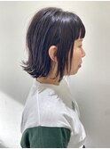 【FOLK】これで就活もバッチリ暗染め外ハネ切りっぱなしボブ♪
