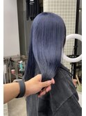 ネイビーカラー・ブルーアッシュ・ダブルカラー・ケアブリーチ