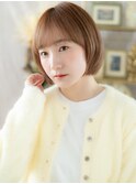 切りっぱなしナチュラルぱっつん前髪丸みボブa志木20代30代40代