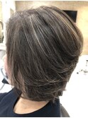 白髪ぼかしハイライト ミディアム
