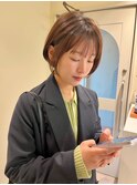 前髪あり耳かけショートボブ