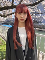 キートス 高知店(kiitos) 目をひく赤髪ロング/ワイドバング
