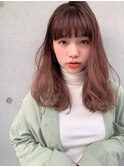 【山田】アフロート ピンクベージュゆるふわセミディ