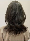 大人可愛い小顔ウルフインナーカラーグレージュ立体感ひし形