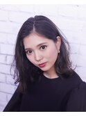 30代40代50代アッシュ×かきあげミディアムボブ
