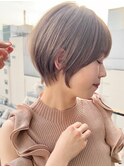 前髪小顔ニュアンスカラー大人ショートボブヘア20代30代40代 