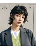 レイヤーカットバレイヤージュオリーブグレージュハッシュカット