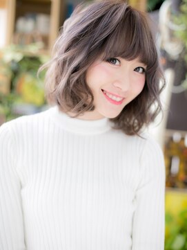 カバーヘア イヴ 戸頭店(COVER HAIR EVE) 個性的アッシュブラウン★ラブ小顔ボブディ20代30代40代