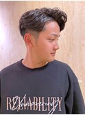 ビジネスショートパーマツーブロックサイドパートフェード69