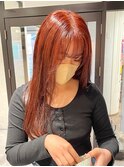 毛利/暖色カラーブリーチなしダブルカラー オレンジベージュ