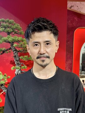 メリケンバーバーショップ トーキョー(MERICAN BARBERSHOP TYO) ハイライト/マッシュパーマ/ウルフ/アッシュブラック【嶋壽】220