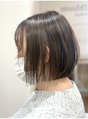 ショートボブ白髪ぼかしハイライトカラーケアブリーチ