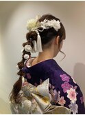 卒業式　成人式　振袖　ドレスヘア　編みおろし