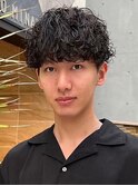 波巻きパーマ無造作パーマセンターパートツーブロック韓国
