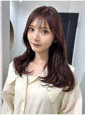 桑名ロングレイヤーカットロングヘアピンクブラウンカラー韓国