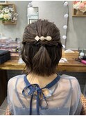 ボブのふんわりハーフアップ