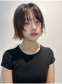 前髪顔まわりレイヤー顔まわりカット切りっぱなしボブ外はね渋谷
