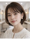 ★明るい白髪染め×柔らかショートボブ