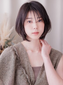カバーヘア ブリス 北浦和(COVER HAIR bliss) オリーブグレージュブリーチなし切りっぱなしボブレイヤー30代a