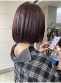 20代30代40代ミニボブチェリーレッド透明感小顔ブリーチなし