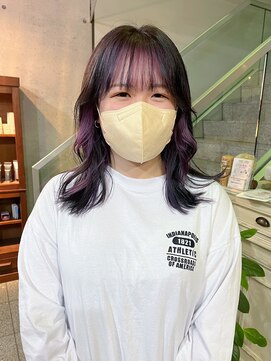 ヘアーデザイン アルエ(HAIR×design ARUE) パープルの前髪インナー+イヤリングカラー