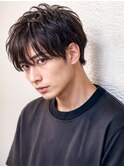 MEN'S HAIR 　フェザーパーマ　ブルーブラック　サーフカール