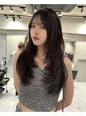 韓国ヘアーハッシュカットレイヤーカットグレージュブリーチ無し