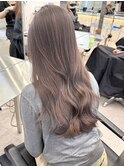 韓国ヘア顔周りレイヤーミルクティーベージュ暗めグレージュ原宿