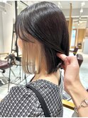 イヤリング インナーカラー シアーベージュ 小顔ナチュラルボブ