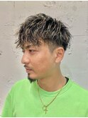 メンズカット☆波巻きツイストスパイラルブリーチデザイン本厚木