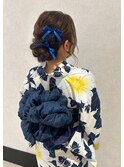 推し色リボンでかわいいアップ