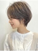 【30代/40代/50代】無造作ショート/グレージュ/前髪なし/小顔