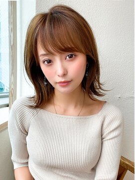 アフロート ディル(AFLOAT D'L) 大人かわいい 外ハネくびれボブ ベージュ ラベンダーカラー