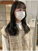 【松本咲花】韓国風透明感オリーブグレージュ暗髪就活カラー