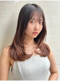 黒髪ボブルフネビージュ小顔ワンレン前髪