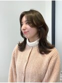 透明感オリーブベージュカラーレイヤーカットフェイスレイヤー