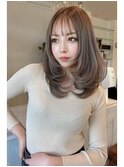 ★わとわ美髪シフォンベージュフェイスレイヤーフレアバング艶髪