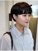 ショートパーマ暗髪ニュアンスパーマ