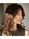 髪質改善トステアカラー×大人レイヤー｜柔らかモカブラウン