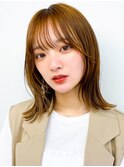 くすみオリーブベージュブリーチなし春カラー伸ばしかけボブ